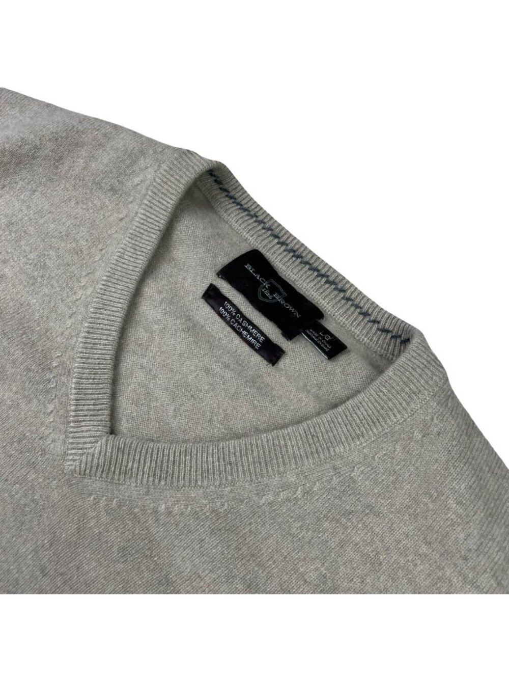 Black Brown 1826 Men’s 100% Cashmere V-Neck Pullover Sweater Beige • Large